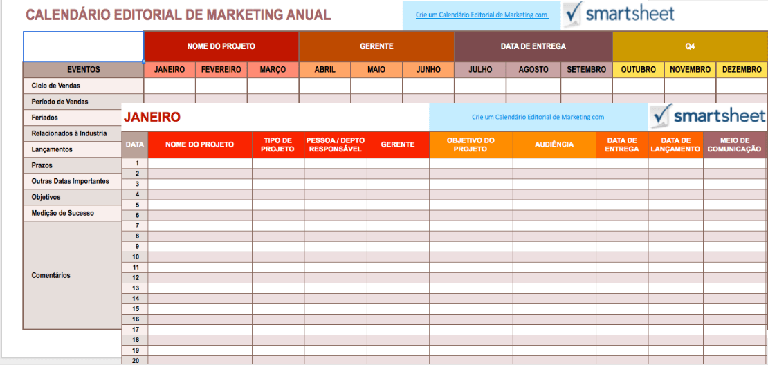 Calendário Editorial de Marketing