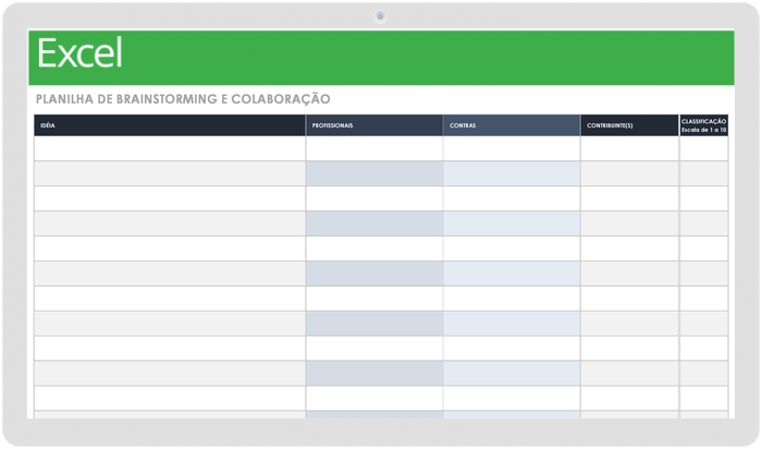 Planilha de Brainstorming e Colaboração