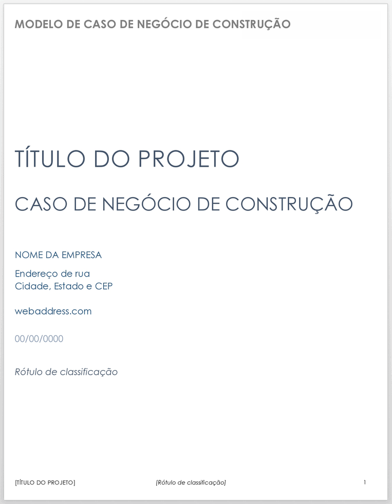 Caso de Negócios de Construção