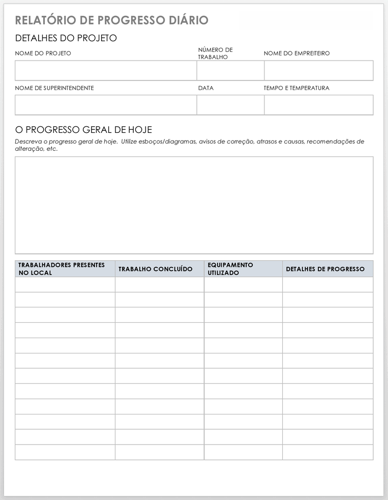 Relatório Diário de Progresso do Projeto