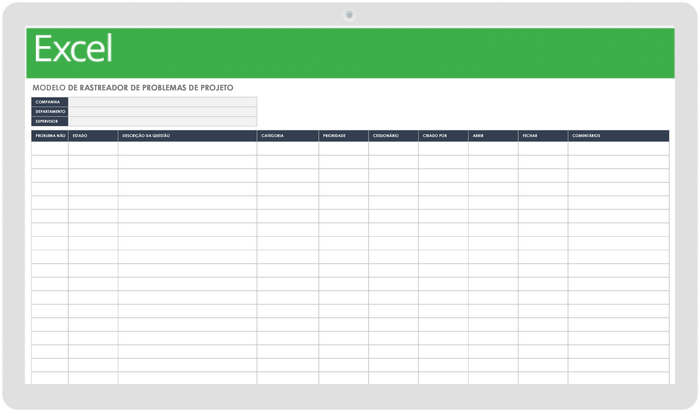 Modelo de Rastreador de Problemas do Projeto