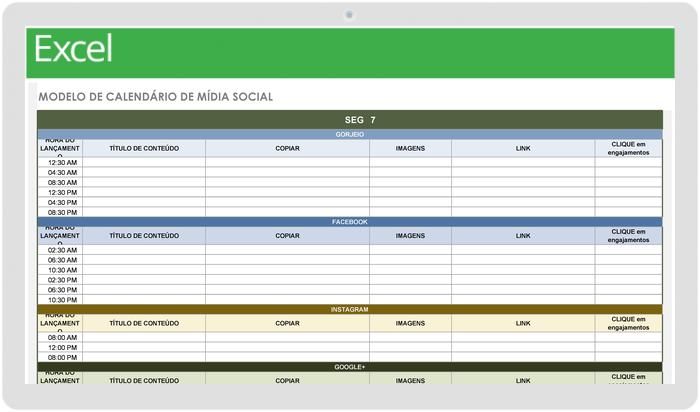 Calendário de mídia social